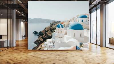 Located on Santorini island in the Aegean Sea, Oia town is a popular tourist destination. Wall mural