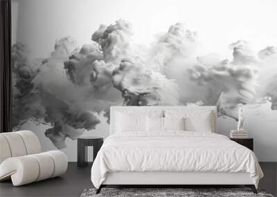 PNG file of fluffy steam cloudscape on transparent background 3D illustrations Wall mural