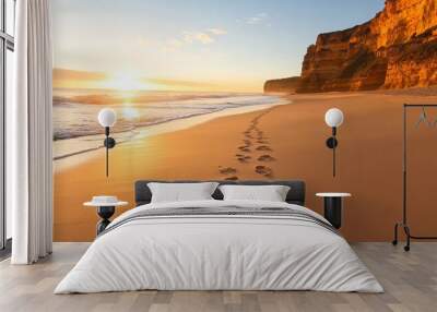 Stock Photo Image: sunset over the beach HD 8K wallpaper Wall mural