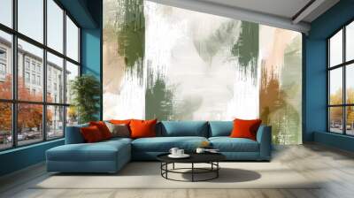 The background is an earthy background with paint brush strokes. Wall mural