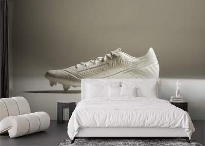 The boots of a soccer player on a white background. A minimal concept. A 3D render of the boots. Wall mural