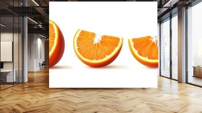 Various angles of sliced orange fruits on a transparent background, in PNG format. Illustration. Wall mural