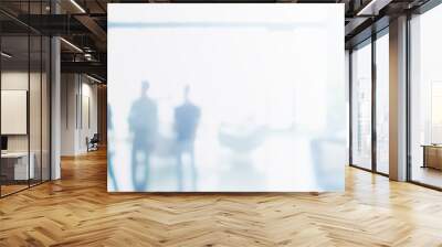 Abstract blurred interior modern office space with business people working banner background with copy space. Wall mural