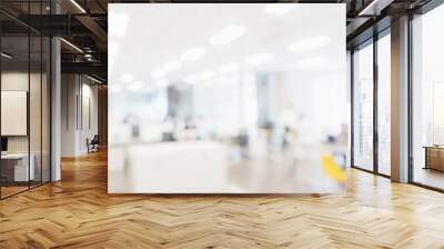 Abstract blurred interior modern office space with business people working banner background with copy space. Wall mural