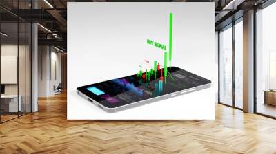 Stock Signal, Buy Signal, Sell Signal, Mobile foreign exchange trading - 3d render Wall mural