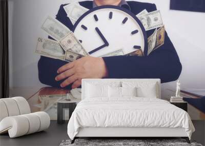 Watch and cash. Time is money. Time saving concept Wall mural