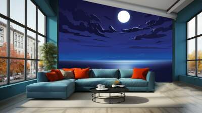 Vector night sky clouds. Moonlight. Background design Wall mural