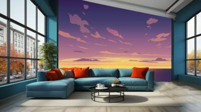 Vector night sky clouds. Sunset. Clean style. Background design Wall mural