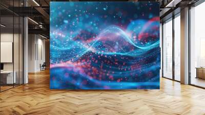 A dynamic background with swirling data waves and communication elements. Wall mural