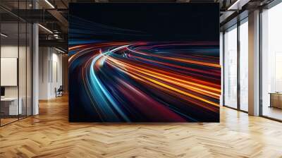 A light trail of a moving car, representing speed and progress Wall mural