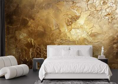 A luxurious gold foil texture background, shimmering with rich metallic hues and intricate patterns Wall mural