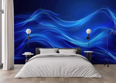 Abstract blue background with flowing lines and smooth, subtle gradients Wall mural