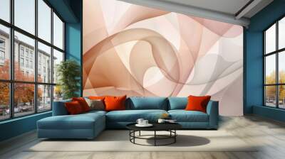 Abstract geometric background with overlapping lines and shapes, creating a sense of depth and movement in soft, neutral tones Wall mural