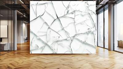 Cracked glass on a white background texture Wall mural