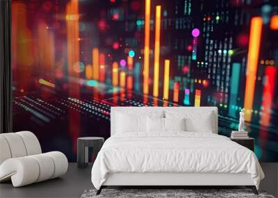 Creative glowing forex background. Analysis and trade concept  Wall mural