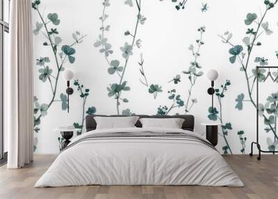 Fresh seamless pattern of flower stems and vines. Wall mural