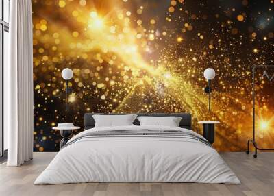 golden sparkle burst energy sparke glitter background design Wall mural