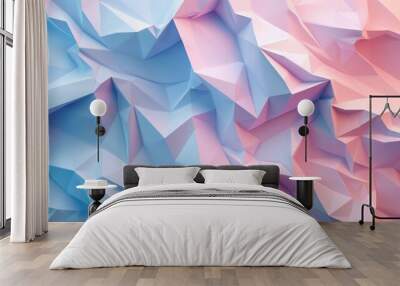 Macro image of paper folded in geometric shapes, three-dimensional effect, abstract background Wall mural