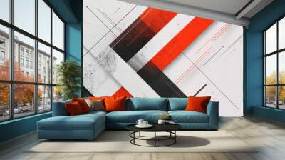 Minimalist geometric background with intersecting diagonal lines, forming dynamic shapes on a white background Wall mural