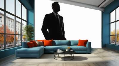 Silhouette of handsome businessman on white background Wall mural