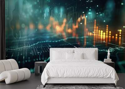 Stock exchange market graph analysis background Wall mural