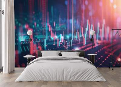 Stock market or forex trading graph in futuristic concept suitable for financial investment or Economic trends business idea and all art work design. Abstract finance background Wall mural