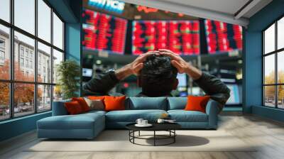 Stock market plummet sell shares on exchange with financial loss and money gone. Wall mural