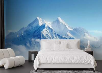 winter snow covered mountain peaks in europe. great place for winter sports Wall mural