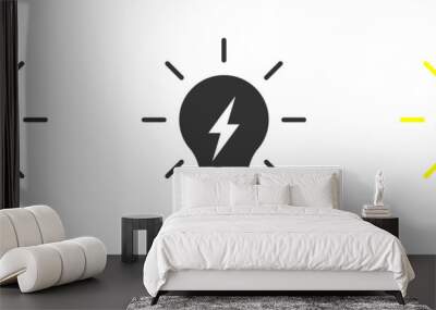 Lightning in light bulb icon. Light bulb symbol with lightning bolt inside. Vector illustration. Wall mural