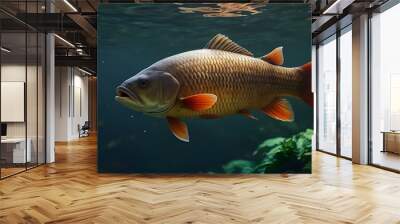 Freshwater fish carp (Cyprinus carpio) in the beautiful clean pound. Generative AI

 Wall mural