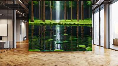 moss forest water nature valley Generative AI Wall mural