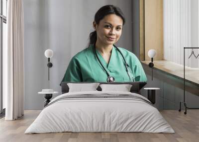 Portrait of a female health care professional Wall mural