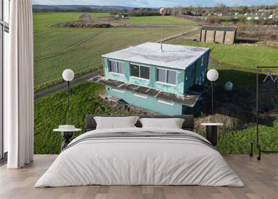 aerial view of World war two military airfield RAF Wombleton, north Yorkshire. Wall mural