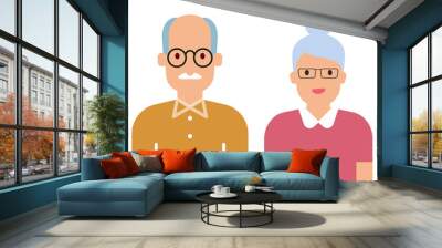 Old man and woman portrait icon. Vector illustration Wall mural