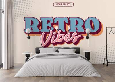 3d retro vibes editable vector text effect Wall mural