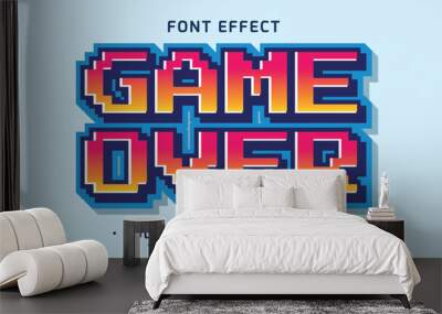 vintage arcade game 3d style text effect in vibrant color and game over text Wall mural