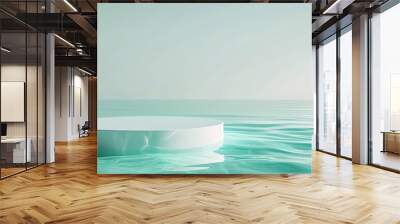 3D product stage with turquoise to aqua gradient, evoking calm tropical waters. Wall mural