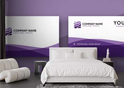 purple business card design. modern wavy theme, double sided business card design Wall mural