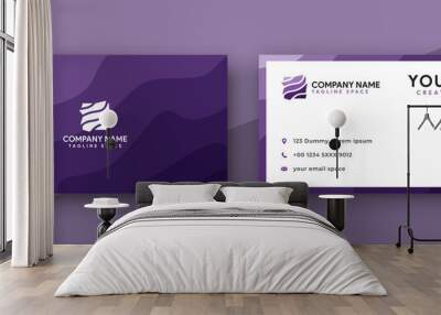 purple business card design. modern wavy theme, double sided business card design Wall mural