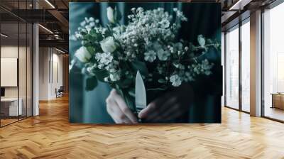 A sharp knife hidden within a bouquet of delicate flowers, symbolizing the frenemy concept, blending beauty with underlying danger. Real friend or enemy Wall mural