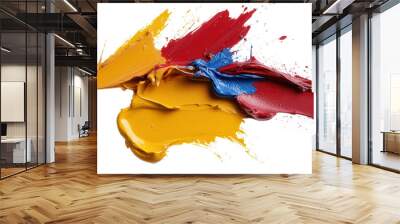 Abstract colorful paint strokes on white background showcasing creative expression Wall mural