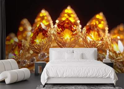 Artistic kokoshnik design with golden crystals for spring decoration concepts Wall mural