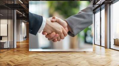 Businessman handshake for teamwork of business merger and acquisition, successful negotiation, hand shake, two partners, parties shake hands to celebrate agreement and deal closure Wall mural