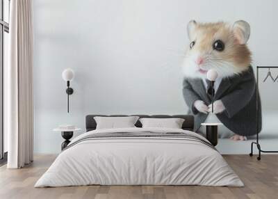 Charming hamster dressed in business attire with adorable expression for spring theme Wall mural