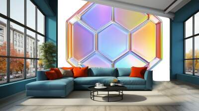 Colorful iridescent hexagonal glass pattern - abstract geometric design Wall mural