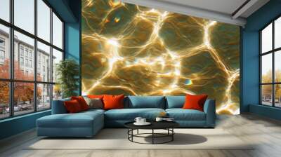 Gentle ripples on sunlit water surface in springtime panorama Wall mural