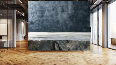 Natural stone table surface against a textured grey wall backdrop, perfect for showcasing products, designs, or minimalist concepts. Wall mural