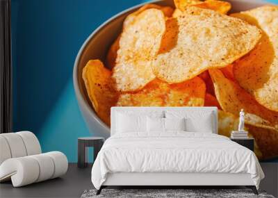 Personalize your snack time with delicious chips in vibrant bowl – perfect for posters or cards Wall mural