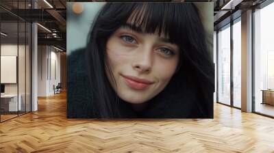 Portrait of young woman with long black hair for beauty and fashion photography Wall mural