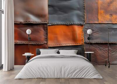 Rustic patchwork leather texture background for print and design Wall mural